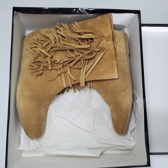 Chocola Made in Italy Suede Leather Fringe Ankle Boots Boho Revival 60s - Picture 7 of 9